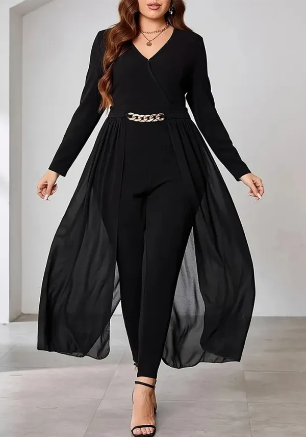 Plus Size Women V neck Jumpsuit