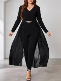 Plus Size Women V neck Jumpsuit