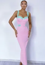 Women Colorblock Maxi Dress