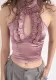 Women American Lace Hollow Sleeveless Stand Collar Top