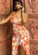 Women Summer Print Sexy Backless Lace Strap Dress