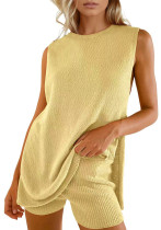 Women sleeveless sweater and shorts two-piece set