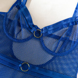 Women mesh mesh metal Halter Neck Bodysuit sexy lingerie two-piece set