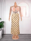 Plus Size Women African Formal Party Party Patchwork Sequin Flower Dress