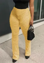 Women Solid furry Pants