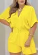 Summer Solid Color V-Neck Slim Waist Casual Jumpsuit