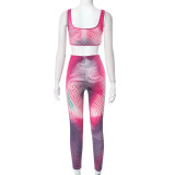 Women print vest Top and trousers Casual two-piece set