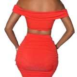 Summer Casual Sexy Women's Sexy Solid Color Off Shoulder Skirt Set