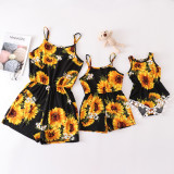 Summer Children's Straps Jumpsuit Printed Mother's Day Parent-Child Mother-Daughter Casual Jumpsuit