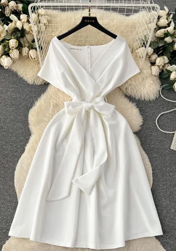 Summer Bow Tie Slim Waist Chic Formal Party Dress