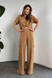 Women Summer Casual Short Sleeve Top and Cargo Pants Two-piece Set