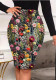Women's Fashion Floral Print Slim Midi Skirt