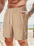 Summer Men's Solid Color Drawstring Casual Shorts