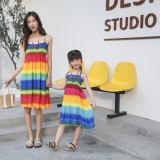 Mother's Day Parent-Child Wear Children Summer Dress Bohemian Mother Daughter Beach Holidays Strap Dress