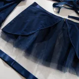 Sexy Lingerie See-Through Mesh Skirt With Halter Neck Chain Gloves Four Piece Set