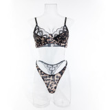 Lace Leopard Print Bra Set Sexy Underwear Lingerie Set
