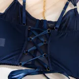 Sexy Lingerie See-Through Mesh Skirt With Halter Neck Chain Gloves Four Piece Set