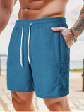 Summer Men's Solid Color Drawstring Casual Shorts