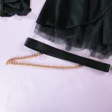 Sexy Lingerie See-Through Mesh Skirt With Halter Neck Chain Gloves Four Piece Set