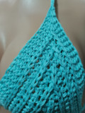 Summer Knitting Crochet Lace-Up Beach Bikini Skirt Three-Piece Set