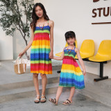 Mother's Day Parent-Child Wear Children Summer Dress Bohemian Mother Daughter Beach Holidays Strap Dress