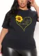 Plus Size Women Casual Print Round Neck Short Sleeve T-Shirt