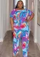 Plus Size Women Tie Dye Printed Short Sleeve Top and Pant Two Piece Set