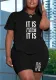 Plus Size Women Short Sleeve Printed Top and Shorts Two-piece Set
