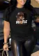 Plus Size Women Casual Print Round Neck Short Sleeve T-Shirt