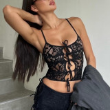 Women Sexy Lace See-Through Strapless Top