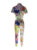 Women printed shirt and trousers Casual two-piece set