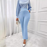 Summer Fashion Women's Solid Color High Waist Slim Straight Trendy Trousers