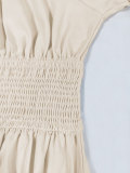 Women Summer Puff Short Sleeve Slim Fit Retro Chic A-Line Midi Dress