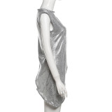 Spring Fashion Sexy Nightclub Reflective Hollow High Waist Slim Two Piece Skirt Set