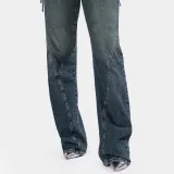 Women's High Waist V-Shaped Lace-Up Loose Straight Versatile Denim Trousers