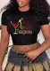 Women's Fashion Street Trendy Crop Letter Printed Casual Round Neck Short T-Shirt
