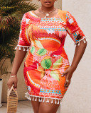 Women Multi-Color Printed Backless Dress
