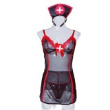 Female Erotic Lingerie Black Nurse Costume Cosplay Uniform Temptation See-Through One-Piece Nightdress