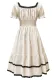 Women Summer Puff Short Sleeve Slim Fit Retro Chic A-Line Midi Dress