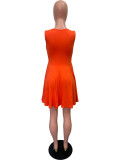 Women's Spring/Summer Solid Color Round Neck Sleeveless Casual Mini Dress