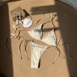 Sexy Solid Lace-Up Two Pieces Bikini Swimsuit