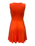 Women's Spring/Summer Solid Color Round Neck Sleeveless Casual Mini Dress