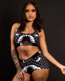 Women printed top and shorts two-piece set