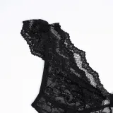 Women's Black Lace Deep V Neck Sexy Bodysuit