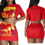Women printed T-shirt and Skirt two-piece set