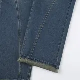 Women's High Waist V-Shaped Lace-Up Loose Straight Versatile Denim Trousers