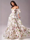 Women Elegant Off-Shoulder Maxi Evening Gown