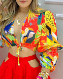 Women Printed Top and Shorts Two-piece Set
