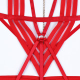 Women Halter Neck Cross Chain Hollow One-piece Sexy Lingerie