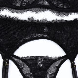 Women Seductive Style Leg Ring Lace French Thin See-Through Sexy Lingerie Set